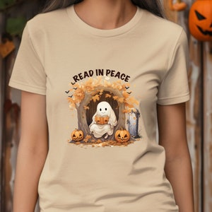 Halloween T-shirt, Halloween Book Shirt, Bookish Halloween Tee, Spooky Book Lover Tshirt, Spooky Season Ghost Top, Bookish Gift, Spooky Vibe