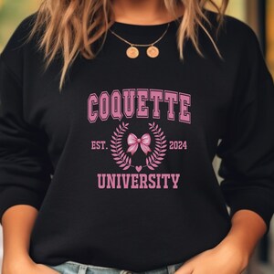 Kokette Sweatshirt, kokette Geschenke, Bogen Mädchen Shirt, Varsity Schriftzug Pullover, Y2K Kokette Pullover, Kokette Geschenk für sie, rosa Schleife