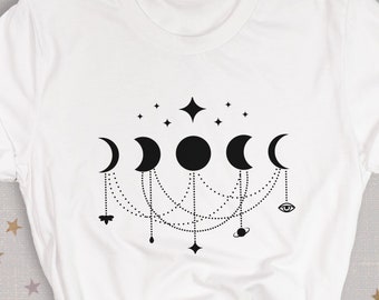 Mond-T-Shirt, Himmels-Shirt, Geschenkidee zum Thema Mondphasen