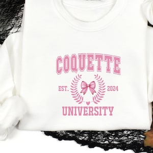 Kokette Sweatshirt, kokette Geschenke, Bogen Mädchen Shirt, Varsity Schriftzug Pullover, Y2K Kokette Pullover, Kokette Geschenk für sie, rosa Schleife