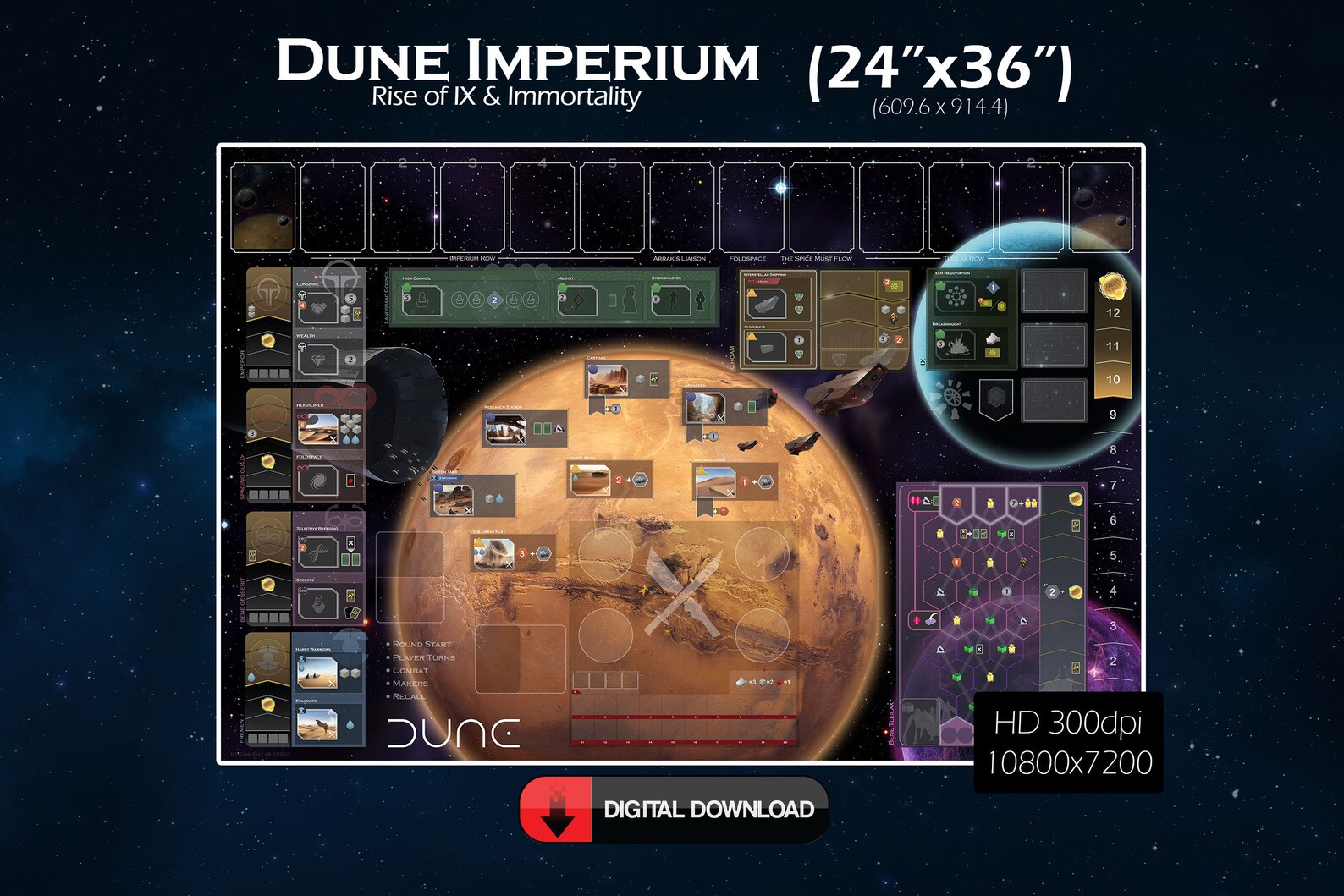 Dune Imperium Playmat Rise of IX & Immortality Multilingual Etsy