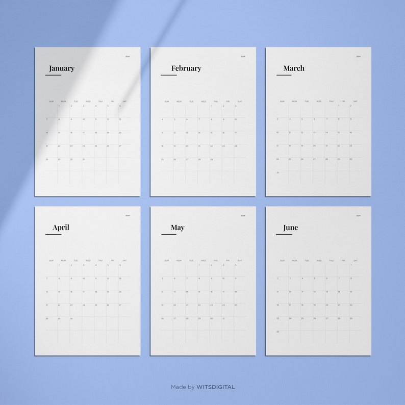 202324 Mid Year Calendar Printable Calendar Sunday & Etsy