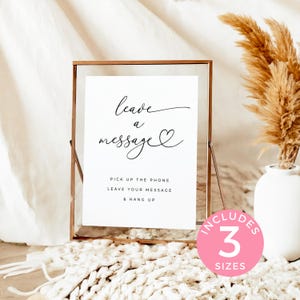 Audio Guestbook Sign, Minimal and Simple Leave a message wedding sign, telephone voicemail instant download template WS33