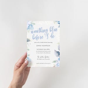 something blue before i do hydrangea, Something Blue Before I Do Invitation, Dusty Blue Floral Bridal Shower Invitation Size 5x7 BH18