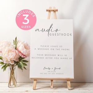 Audio Guestbook Sign, Minimal and Simple Leave a message wedding sign, telephone voicemail instant download template WS11