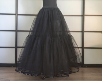 Long full tulle petticoat with satin ribbon, Plus size petticoat Pin-Up Rockabilly petticoat, Adult Ruffled petticoa, Wedding petticoat