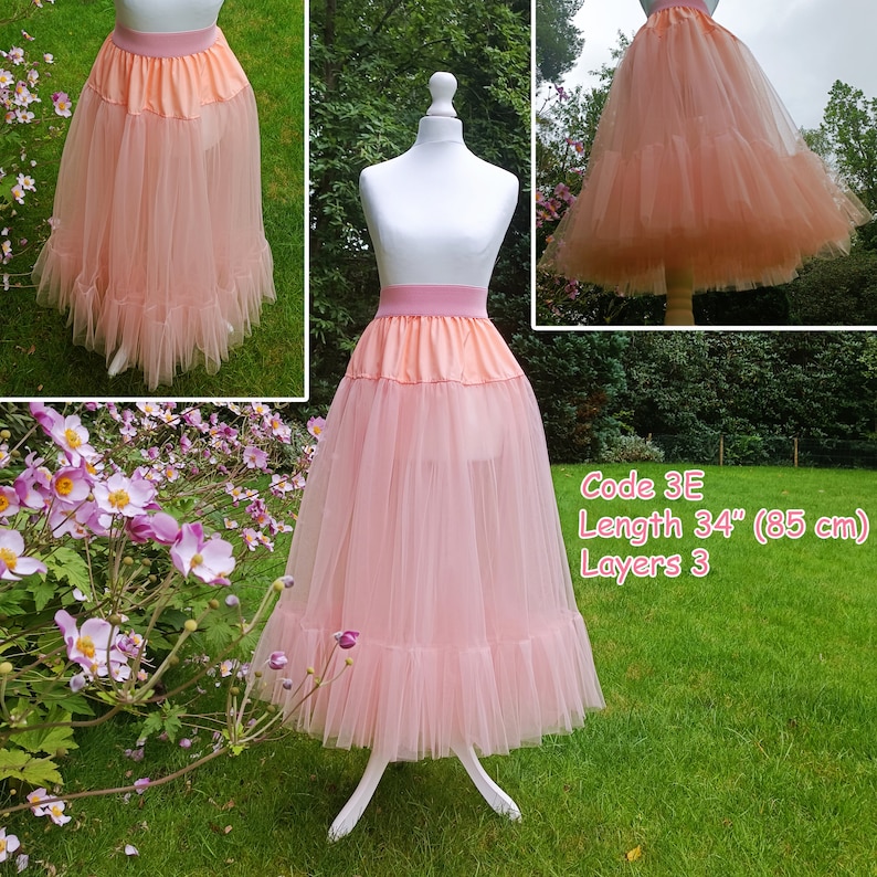 Incroyable jupon en tulle, jupon personnalisé fait main, sous-vêtements jupon, nombreuses options de taille, jupon en tulle, robe de mariée jupon grande taille image 8