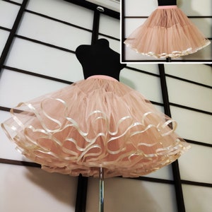 Super lush petticoat with satin ribbon, Tulle petticoat Plus size petticoat Pin-Up Rockabilly petticoat Ruffled petticoat, Wedding petticoat