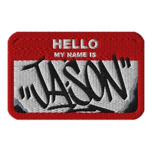 Parches bordados de grafiti con nombre personalizado de Hello