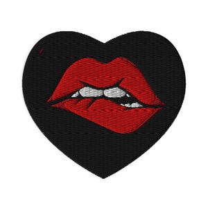 Lips Bite Heart Embroidered patches