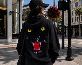 Hoodie mit Katzenmotiv | Lässiger Streetwear-Pullover