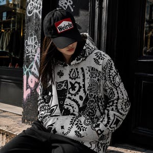 Bandana Patchwork Unisex cotton hoodie - Streetwear Pullover, Distressed Paisley