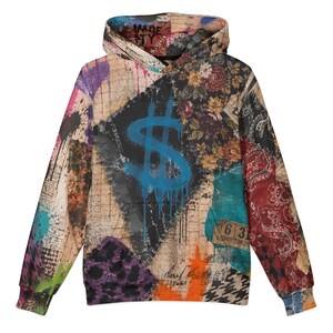 SEEK & FIND – Limitierte Auflage: Oversize-Baumwoll-Hoodie aus Patchwork-Mischgewebe (Mixed Media Patchwork)