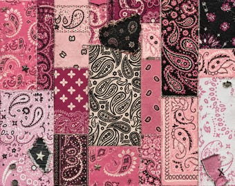 Digital Bandana Patchwork Set - 5 color theme High Resolution Paisley Patterns