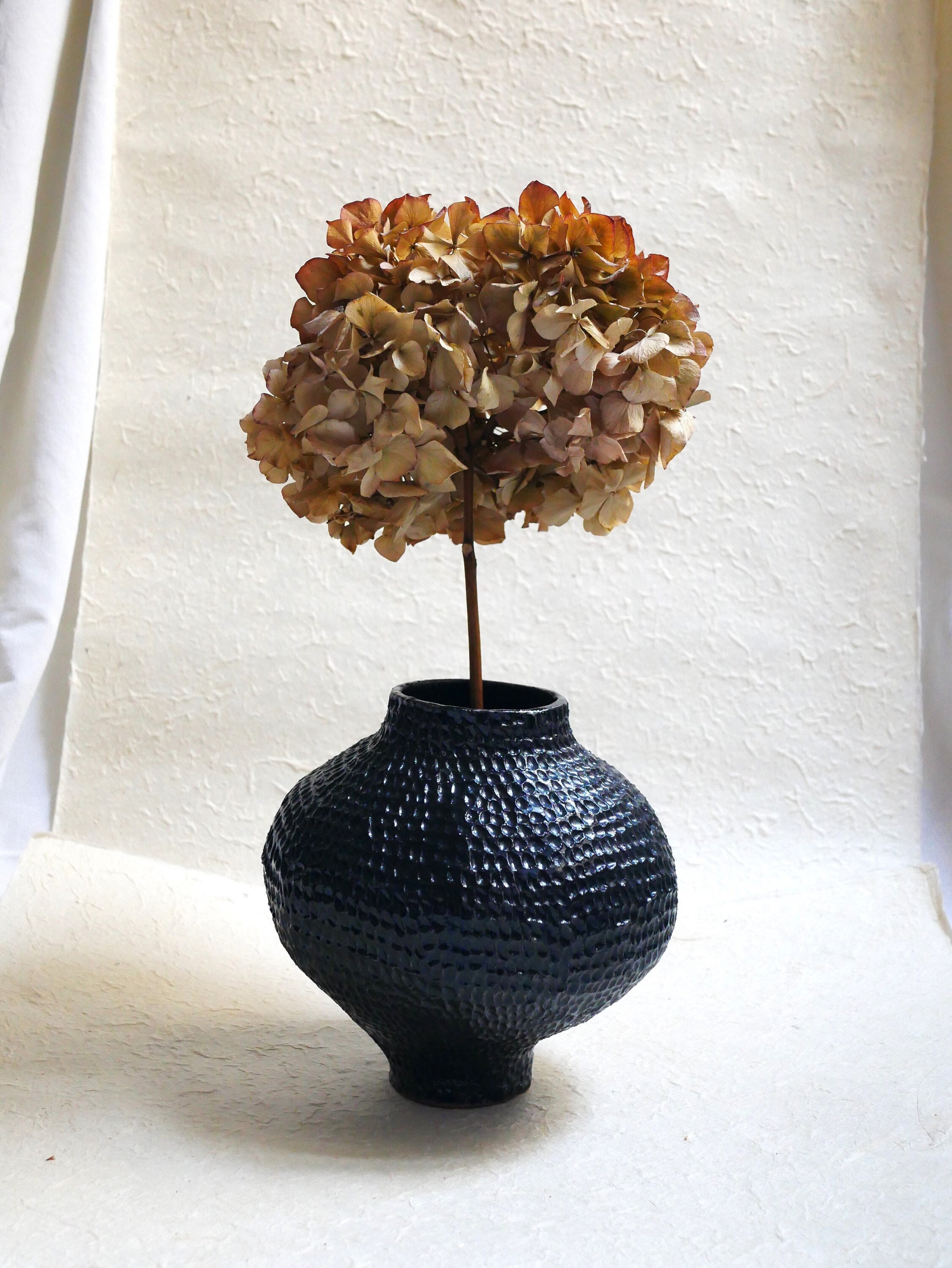 Handcrafted Black Textured Ceramic Vase Hasard 01