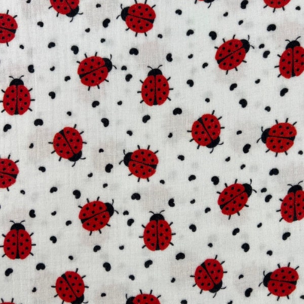 FVJ-2588 Double gaze de mousseline | Coccinelle | Animaux | Mademoiselle de Julie |