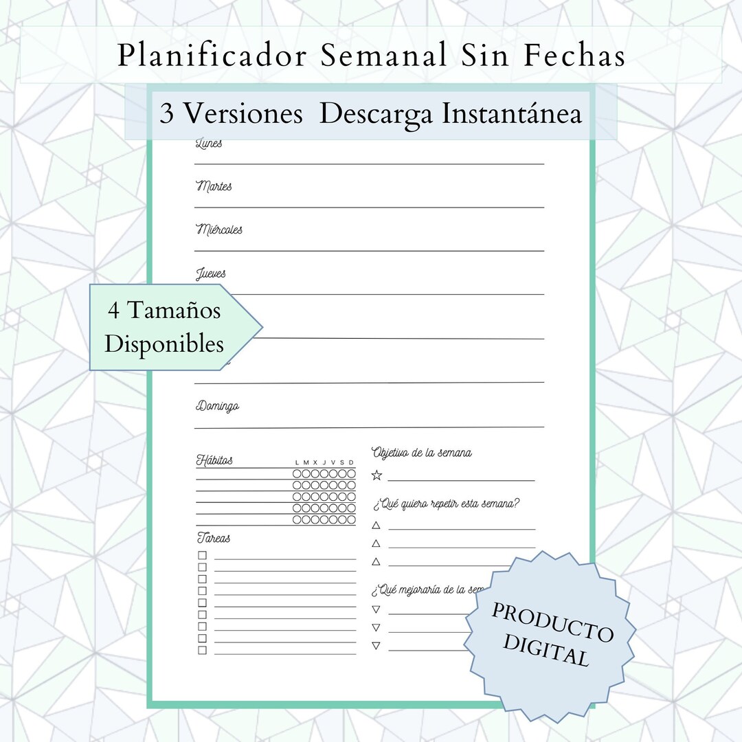 Minimal Cursive Printable Weekly Planner Without Dates, Weekly Planner