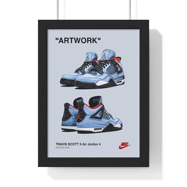 TRAVIS SCOTT X Cactus Jack NIKE Air Jordan 4 Wall Art Poster Painting Print A3 A4 Framed or No Frame
