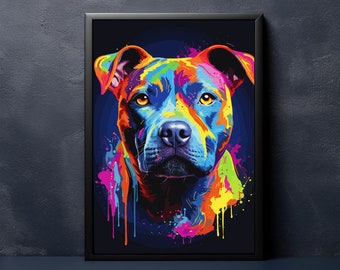 Staffordshire Bull Terrier Colourful Vibrant vector artwork - graffiti style poster print