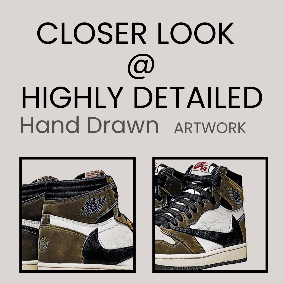 TRAVIS SCOTT X off White NIKE Air Jordan 1 Wall Art Poster Painting ...