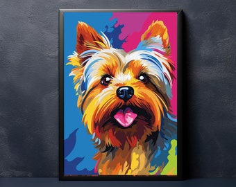 Yorkshire Terrier Colourful Vibrant vector artwork - cute Yorkie poster print