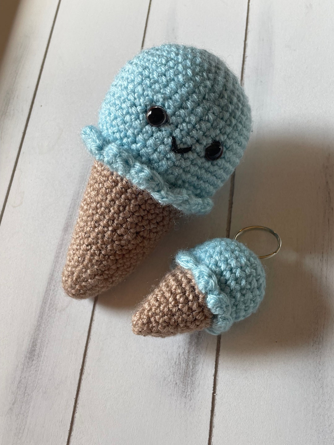 Crochet Ice Cream Cones and Mini Crochet Ice Cream Cone Key Chains Etsy