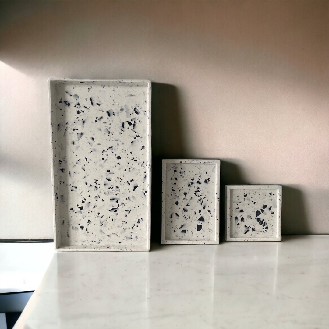 Decorative Terrazzo Jesmonite Rectangular Square Tray Dish Etsy UK