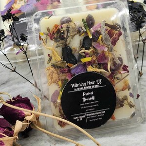 Protection Intention Wax Melts with Dried Herbs and Crystals-Handmade Soy Wax Melts-Protect Yourself Intention Soy Wax Melts-Hand Poured