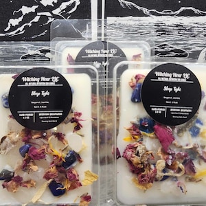Sleep Tight Intention Wax Melts with Dried Herbs and Crystals-Handmade Soy Wax Melts-Sweet Dreams Intention Soy Wax Melts-Hand Poured
