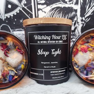 Sleep Tight Intention Crystal Herbal Candle-Dream Work Candle 6oz-Manifestation Candle-Soy Wax Scented Candle-Ritual Manifestation Candle