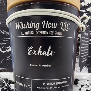 Exhale Intention Crystal Herbal Candle- Meditation Candle 6oz-Manifestation Candle-Soy Wax Scented Candle-Ritual Manifestation Candle
