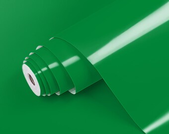 Láminas adhesivas de colores sólidos VERDE BRILLO / 45 cm x 1 m / Adhesivo para muebles / Lámina autoadhesiva
