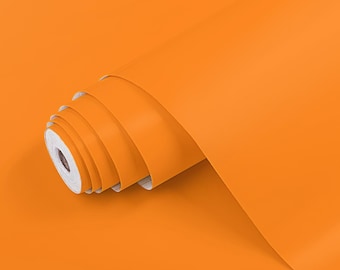 Láminas adhesivas de colores sólidos NARANJA MATE / 45 cm x 1 m / Adhesivo para muebles / Lámina autoadhesiva