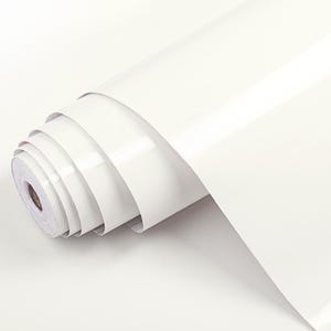 Decorative furniture foil - WHITE GLOSSY (opaque) | 47 cm x 1 m