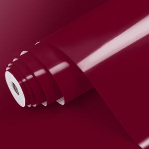 Láminas adhesivas de colores sólidos ROJO OSCURO BRILLANTE / 45 cm x 1 m / Adhesivo para muebles / Lámina autoadhesiva