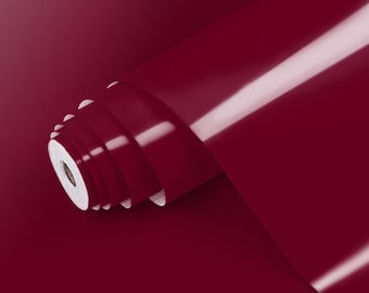 Láminas adhesivas de colores sólidos ROJO OSCURO BRILLANTE / 45 cm x 1 m / Adhesivo para muebles / Lámina autoadhesiva