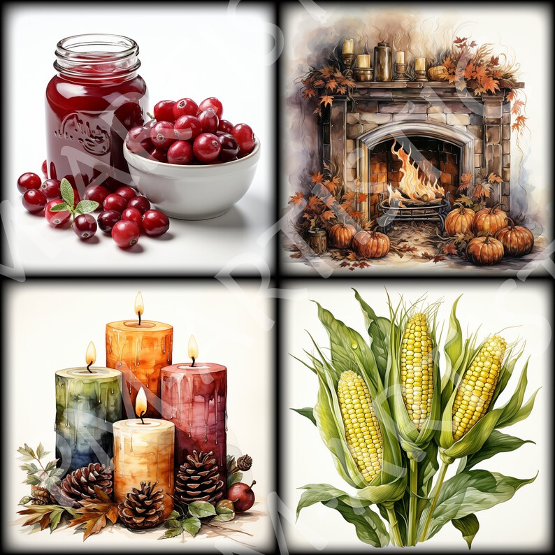 Thanksgiving Clip Art Elements Bundle No 1 300 DPI PNG 4096x4096 Px ...
