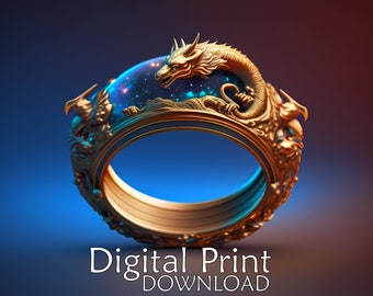 Dragon Ring Jewelry Printable Wall Art Instant Download Print at Home Poster Printable Art Prints