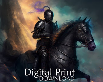 Fantasy Black Knight Printable Wall Art Instant Download Print at Home Poster Printable Art Prints