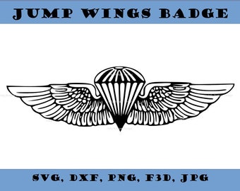 Militära fritt fall hoppvingar DIGITAL FIL | vektor svg, dxf, png, jpg, f3d filer | Cricut, Silhouette, Plasma Cut | Digital nedladdning aktiv