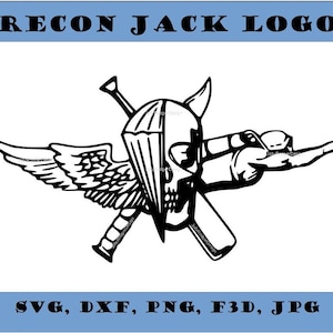 Recon Jack-logo DIGITAAL BESTAND | vector svg, dxf, png, jpg, f3d bestanden | Cricut, silhouet, plasma gesneden bestanden | Digitale download actief