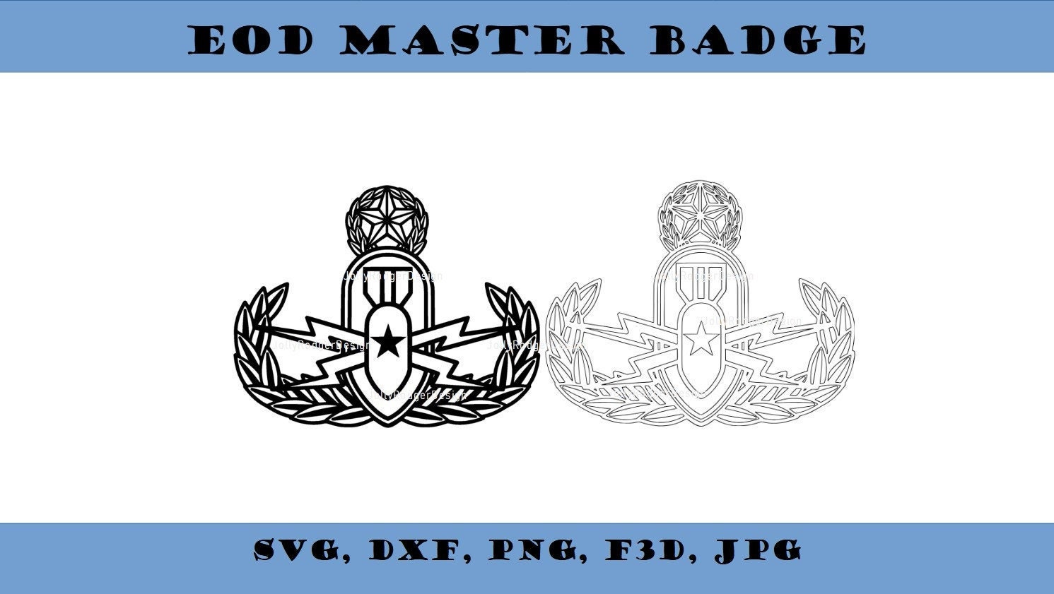 USMC EOD Master Badge Insignia Multiple File Type SVG, Dxf, Png, F3d