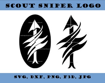 Marine Corps Scout Sniper Logo  |  Digital Download SVG, DXF, F3D, PNG, jPG Cut Files  |  Two Designs
