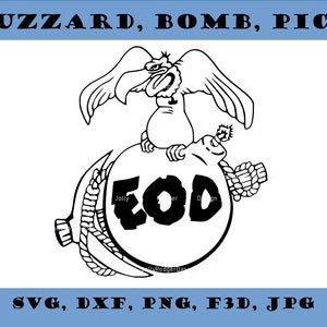 USMC EOD Buzzard, Bomb & Pick | Digital File | svg, dxf, png, f3d, jpg Formats