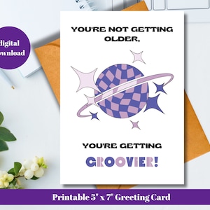 Carte de voeux d'anniversaire super | Téléchargement instantané imprimable | Carte amusante unique pour un ami | Message sur le thème de la discothèque rétro