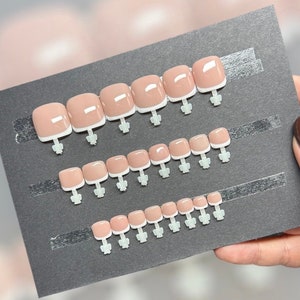 CLASSIC FRENCH toenails press on Nails | glue on nails | Fake Nails | False Nails | hand painted | Glue on nails | Sets of 20 nails