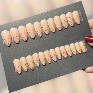 CONFETTI MAGIC press on Nails | glue on nails | Fake Nails | False Nails | hand painted | Glue on nails | Sets of 10 and 20 nails