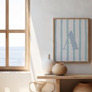 Impresión inicial personalizada con rayas y flores - Tamaño A5-A2 / Arte mural ilustrado a mano / Papel de calidad museística / Regalo para la habitación de los niños, el hogar o la oficina