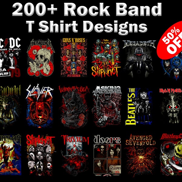 200+ Halftone Rock Band T shirt Designs