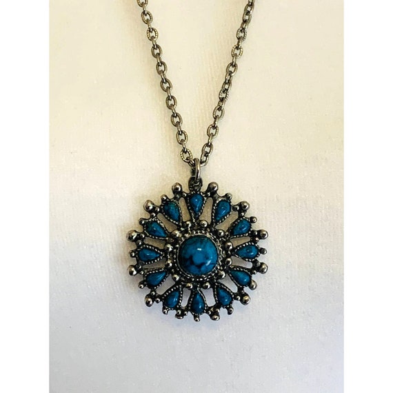 Vintage Turquoise Native American Style Medallion… - image 1